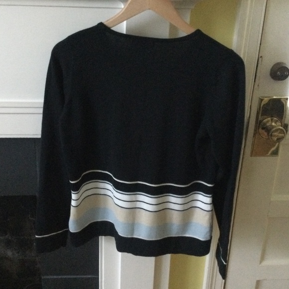 Vintage Van Heusen Striped Cardigan Sweater Black - Sz Medium - Picture 6 of 8